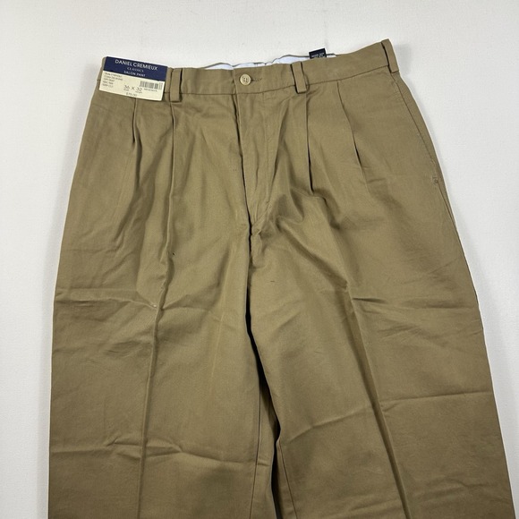 Daniel Cremieux Salon Pant Baggy Pleated Straight Leg Men's 36x32‎ Dark Khaki - Picture 3 of 7